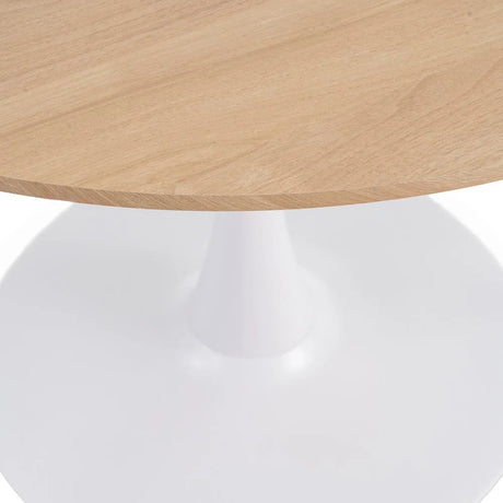 Detalle del sobre, columna y base de la mesa IXIA 615319 natural y blanca