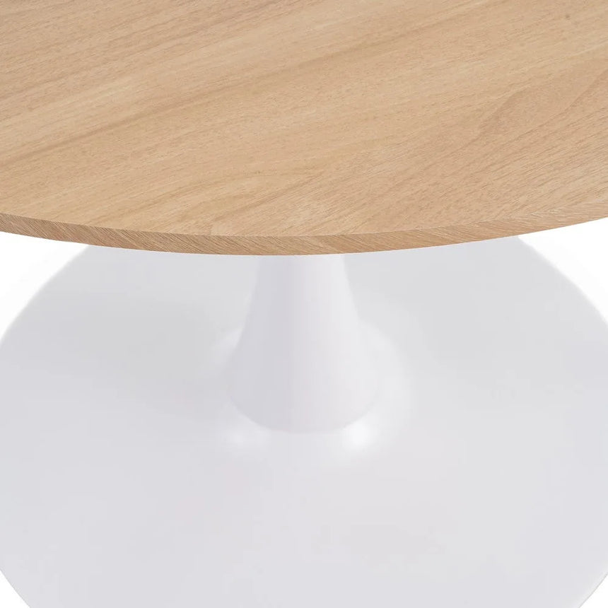 Detalle del sobre, columna y base de la mesa IXIA 615319 natural y blanca