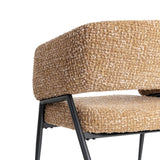 Sillón IXIA 615390 mostaza de tejido y metal, detalle del respaldo y del asiento
