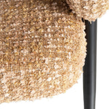 Sillón IXIA 615390 mostaza de tejido y metal, detalle del tejido y la pata