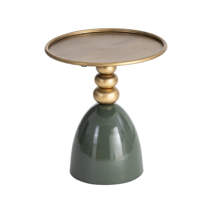 Mesa auxiliar IXIA 616772 verde y dorada de 40x40x47cm, vista completa centrada