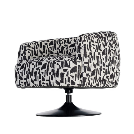 Sillón giratorio IXIA 616830 negro y blanco, vista lateral completa