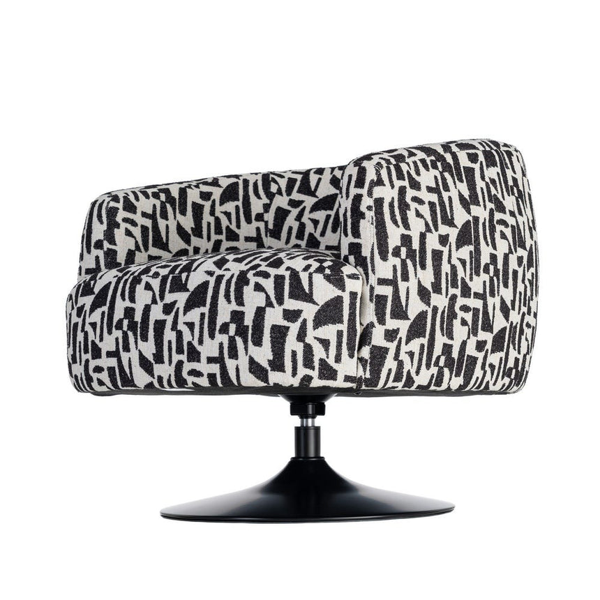 Sillón giratorio IXIA 616830 negro y blanco, vista lateral completa