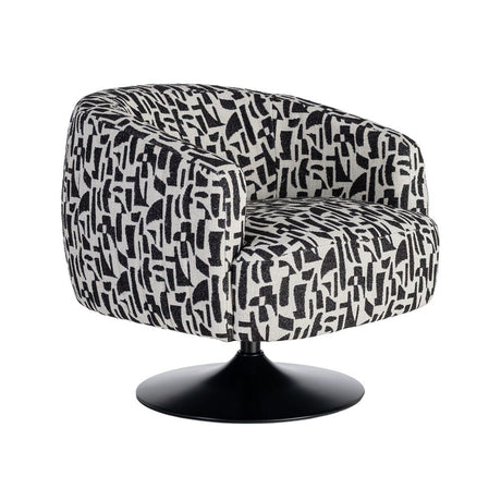 Sillón giratorio IXIA 616830 negro y blanco, vista completa en diagonal sobre fondo blanco