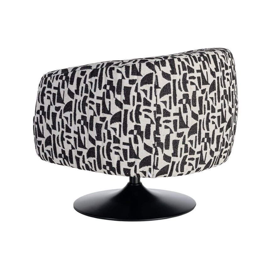 Sillón giratorio IXIA 616830 negro y blanco, vista trasera completa