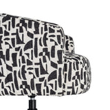 Sillón giratorio IXIA 616830 negro y blanco, detalle lateral del asiento y unión con la base