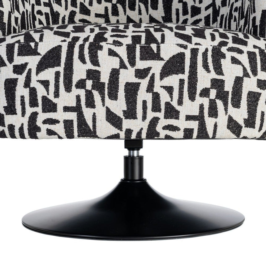 Sillón giratorio IXIA 616830 negro y blanco, detalle de la base circular de hierro