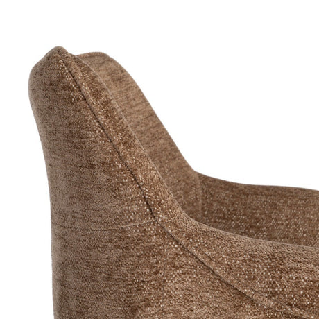 Silla giratoria IXIA 617029 marrón, detalle lateral del respaldo y costura