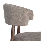 Silla IXIA 617054 tapizada taupe con estructura metálica marrón, detalle frontal del respaldo