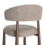 Silla IXIA 617054 tapizada taupe con estructura metálica marrón, detalle posterior del respaldo