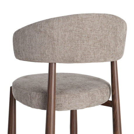 Silla IXIA 617054 tapizada taupe con estructura metálica marrón, detalle posterior del respaldo