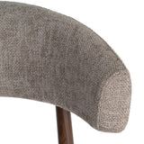 Silla IXIA 617054 tapizada taupe con estructura metálica marrón, detalle lateral del respaldo
