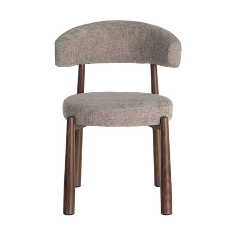 Silla IXIA 617054 tapizada taupe con estructura metálica marrón, vista frontal
