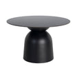 Mesa de comedor de piedra sinterizada negra de 120 cm, vista completa sobre fondo blanco
