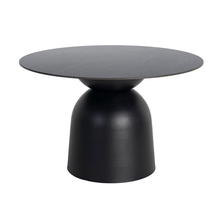 Mesa de comedor de piedra sinterizada negra de 120 cm, vista completa sobre fondo blanco