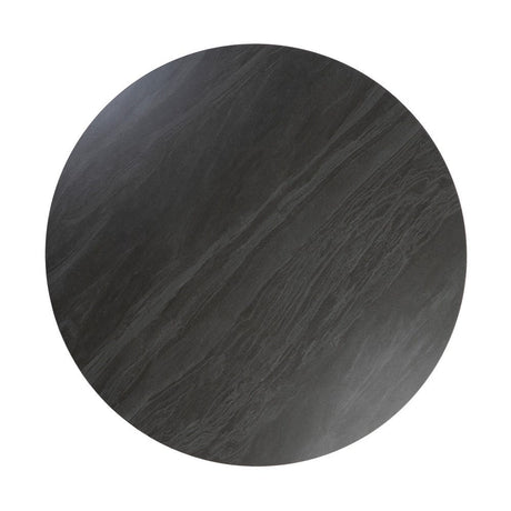 Mesa de comedor de piedra sinterizada negra de 120 cm, vista cenital del tablero