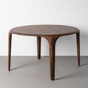 Mesa de comedor IXIA 617263 de madera de mango, tablero de líneas redondeadas y cuatro patas