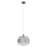 Lámpara colgante EGLO Dogato 39534 de vidrio negro transparente, vista completa con florón cromado