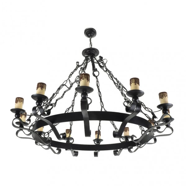 Fabrilamp Lámpara Rustica 12xe27 Medieval negro Regx98x98cm /12-negro