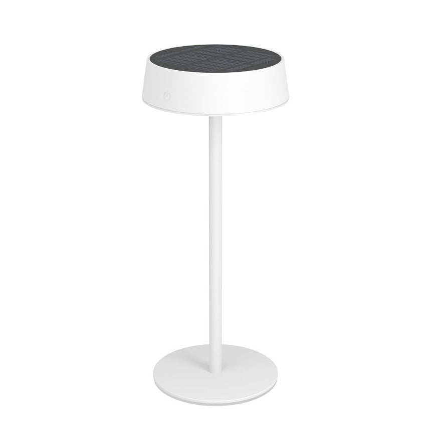 Lámpara solar de mesa EGLO Simeri 75877 blanca con panel solar superior visible