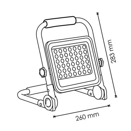 Plano de medidas LEDME LM6031: 260 mm de ancho y 283 mm de alto