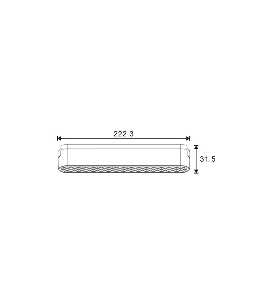 Plano de medidas del foco LEDME Pure LMGA4013: 222,3 mm por 31,5 mm