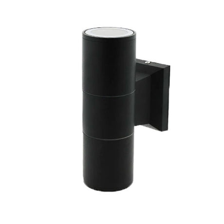 Aplique de exterior LEDME Tube LM6189 negro con dos casquillos GU10, vista frontal