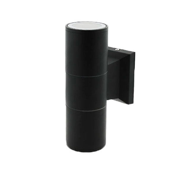 Aplique de exterior LEDME Tube LM6189 negro con dos casquillos GU10, vista frontal