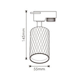 Foco de carril LEDME LM3191 Diamond, plano de medidas de 55 por 145 mm