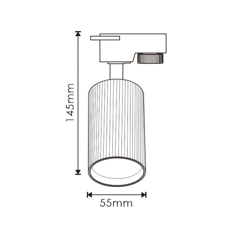 Foco de carril LEDME LM3194 Light Line, plano de medidas de 55 por 145 mm