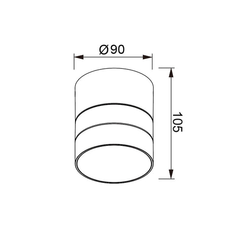 Dimensiones del foco Mantra Saler 9101: diámetro 9 cm y altura 10,5 cm