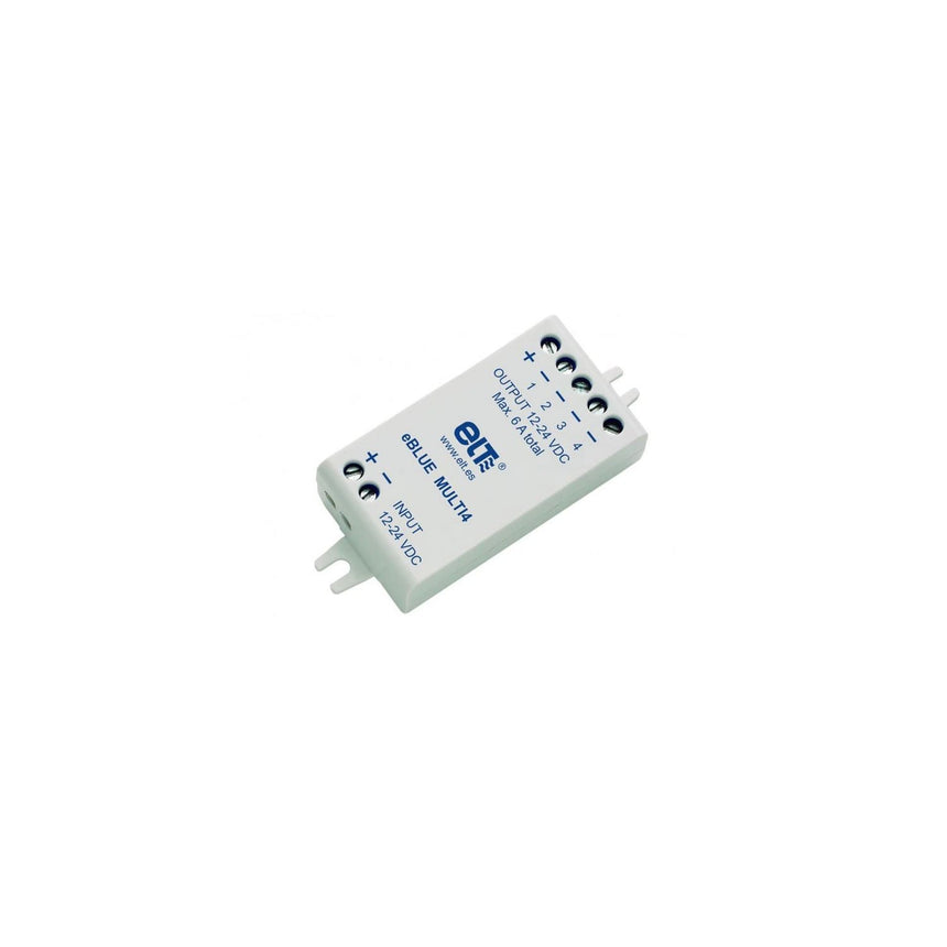 Controlador Mantra 9953074 Bluetooth Casambi eBLUE MULTI4, vista del producto y conexiones
