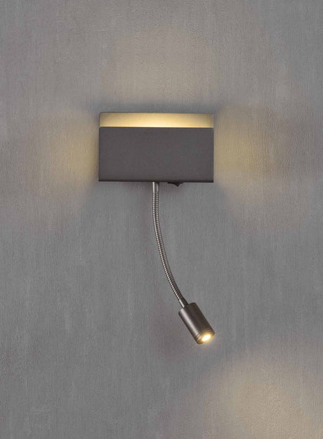 Mantra Cabaret 5714 negro mate, aplique LED de doble luz con lector flexible