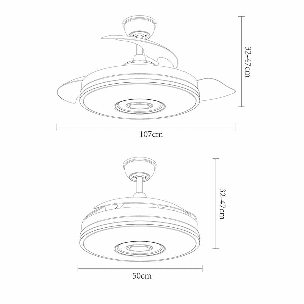 Fabrilamp Noto DC Fan 72w 6117lm Chrome 4asp.desp.108d 3 Colors+rgb Bluetooth, Remote, Memory and Speaker 165791420