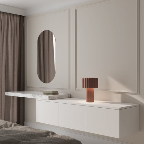 Lámpara de sobremesa Sulion Olimpia E27 2 luces hormigón para dormitorio y salón rojo — ref. 2191294 (2)