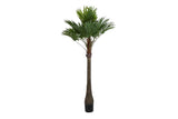 Palmera artificial ITEM JA-200547 de 205 cm en verde y beige, vista completa con base negra