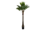 Palmera artificial ITEM JA-200547 de 205 cm en verde y beige, vista completa con base negra