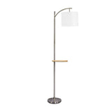 Fabrilamp Seda Pie Salon 1xe27 Niquel C/pantalla Blanca C/mesita Madera Incorporada 181x27x44 Cm 156941003