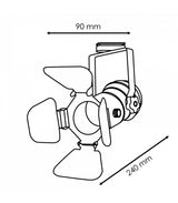 Plano de medidas del foco LEDME Movie LM4342 con cotas de 90 y240mm