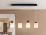 Schuller Dunia 796231 de cuatro luces, vista cercana instalada con tulipas encendidas