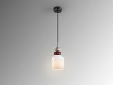 Lámpara Schuller Dunia 796019 de una luz vista aislada, con cristal opal y cerámica granate y marrón claro