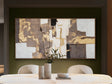 Cuadro Schuller Memory 609876 de 183×93 cm con pintura acrílica, pan de oro y marco marrón rayado en un comedor