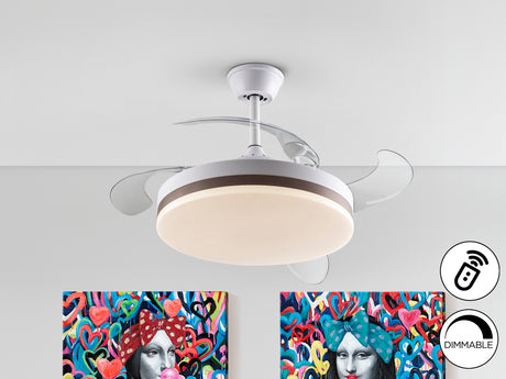Ventilador de techo Schuller Vento LED blanco y bronce plafón retráctil CCT Ø50cm 168311D