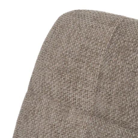 Silla IXIA 612557 tapizada taupe con patas de metal negro, detalle del tejido del respaldo