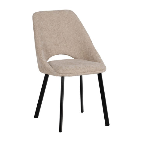 Silla IXIA 612644 tapizada crema con estructura metálica oscura, vista completa frontal en diagonal