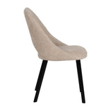 Silla IXIA 612644 tapizada crema con estructura metálica oscura, vista lateral