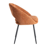 Silla IXIA 615396 tapizada calabaza con patas de hierro negro, vista lateral
