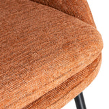 Silla IXIA 615396 tapizada calabaza con patas de hierro negro, detalle del tejido del asiento