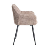 Silla IXIA 615416 tapizada jaspeado taupe con brazos y patas negras, vista lateral