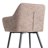 Silla IXIA 615416 tapizada jaspeado taupe con brazos y patas negras, detalle posterior del respaldo
